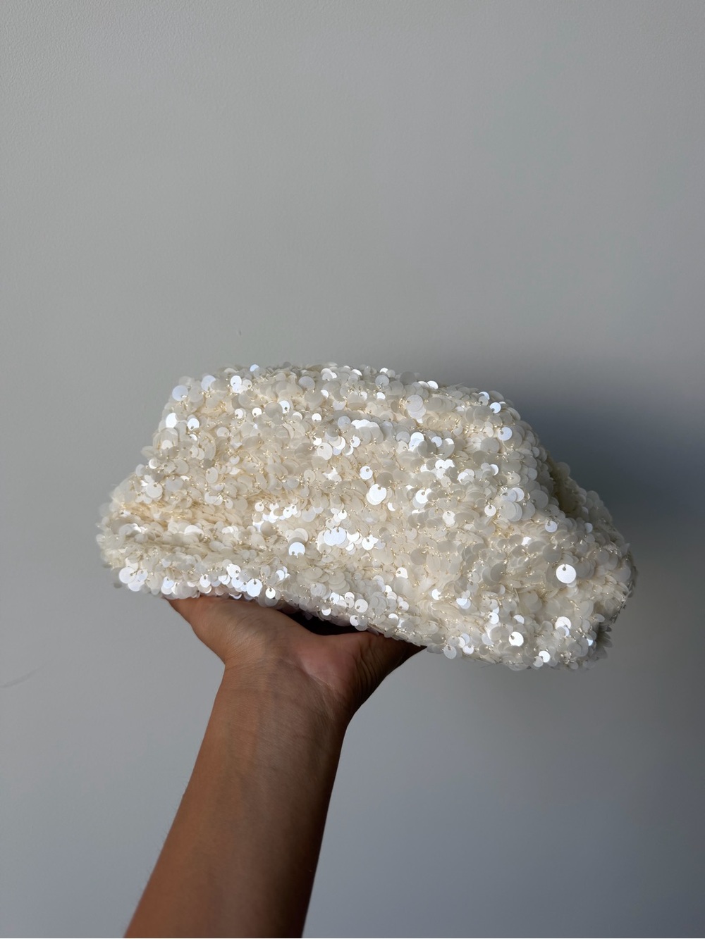 Sequined Cream Beret - Women Accessories
